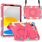 For iPad 10th Gen 10.9 2022 / Camouflage + Rose Red