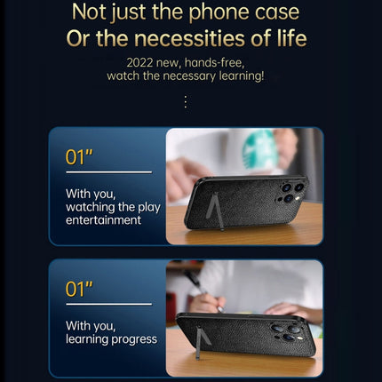 SULADA Invisible Bracket Leather Back Cover Phone Case