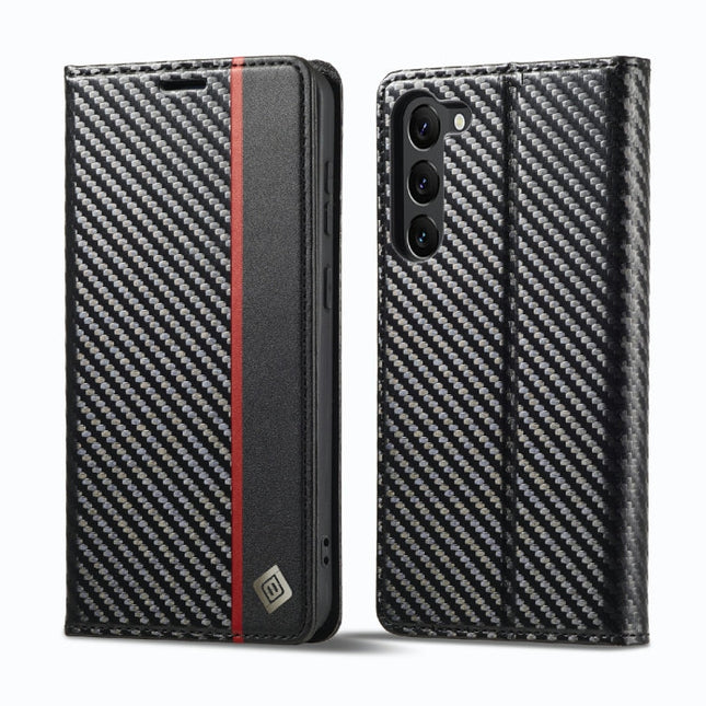 LC.IMEEKE Carbon Fiber PU + TPU Horizontal Flip Leather Phone Case, For Samsung Galaxy S23 5G, For Samsung Galaxy S23+ 5G, For Samsung Galaxy S23 Ultra 5G