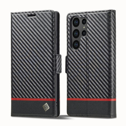 LC.IMEEKE Carbon Fiber PU + TPU Horizontal Flip Leather Phone Case, For Samsung Galaxy S23 5G, For Samsung Galaxy S23+ 5G, For Samsung Galaxy S23 Ultra 5G