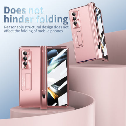 Electroplating Corrugated Hinge Folding Phone Case with Pen Slot, For Samsung Galaxy Z Fold3 5G, For Samsung Galaxy Z Fold4
