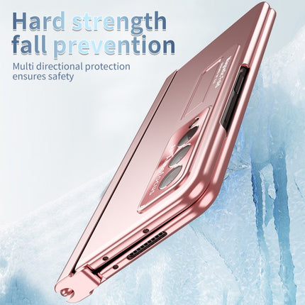 Electroplating Corrugated Hinge Folding Phone Case with Pen Slot, For Samsung Galaxy Z Fold3 5G, For Samsung Galaxy Z Fold4