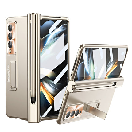 Electroplating Corrugated Hinge Folding Phone Case with Pen Slot, For Samsung Galaxy Z Fold3 5G, For Samsung Galaxy Z Fold4