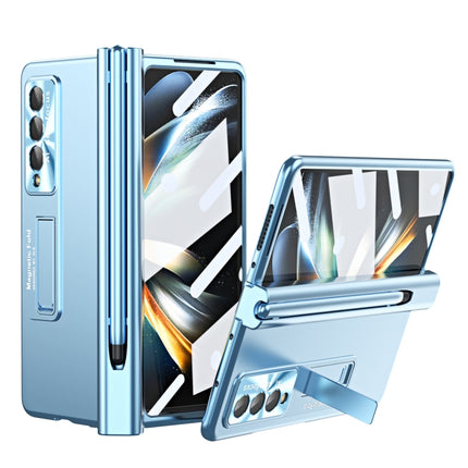 Electroplating Corrugated Hinge Folding Phone Case with Pen Slot, For Samsung Galaxy Z Fold3 5G, For Samsung Galaxy Z Fold4
