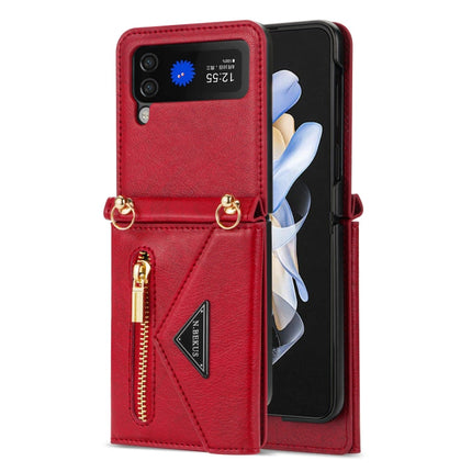 N.BEKUS Side Zipper Folding Phone Leather Case, For Samsung Galaxy Z Flip3 5G, For Samsung Galaxy Z Flip4