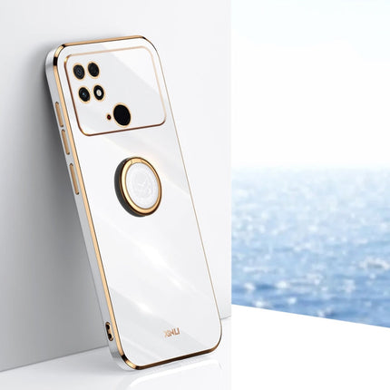 XINLI Straight Edge 6D Electroplate TPU Phone Case with Ring Holder