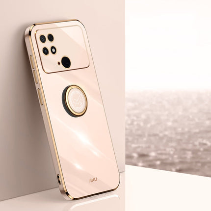 XINLI Straight Edge 6D Electroplate TPU Phone Case with Ring Holder