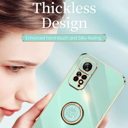 XINLI Straight Edge 6D Electroplate TPU Phone Case with Ring Holder