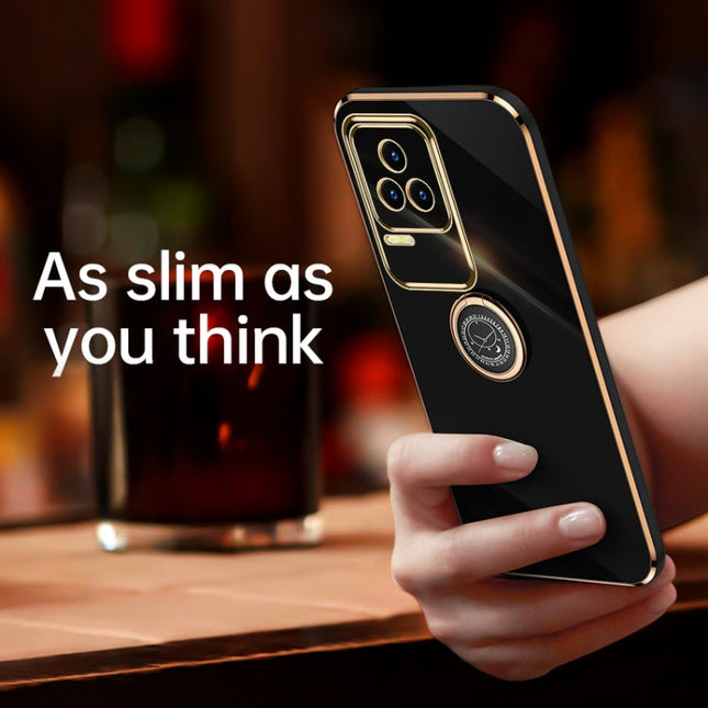 XINLI Straight Edge 6D Electroplate TPU Phone Case with Ring Holder