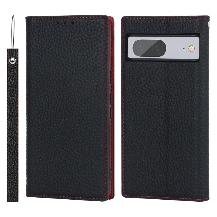 Litchi Texture Genuine Leather Phone Case, For Google Pixel 7 5G