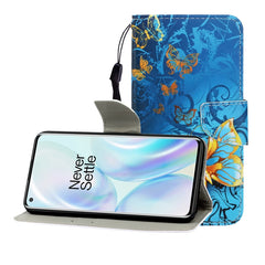 Colored Drawing Horizontal Flip Leather Case with Holder & Card Slot & Wallet, For One Plus 8