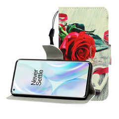 Colored Drawing Horizontal Flip Leather Case with Holder & Card Slot & Wallet, For One Plus 8