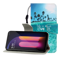 Colored Drawing Horizontal Flip Leather Case with Holder & Card Slot & Wallet, For LG V60