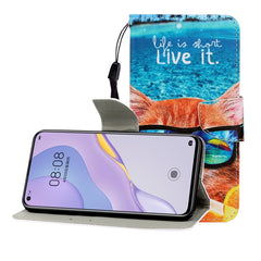 Colored Drawing Horizontal Flip Leather Case with Holder & Card Slot & Wallet, For Huawei Nova 7 Pro