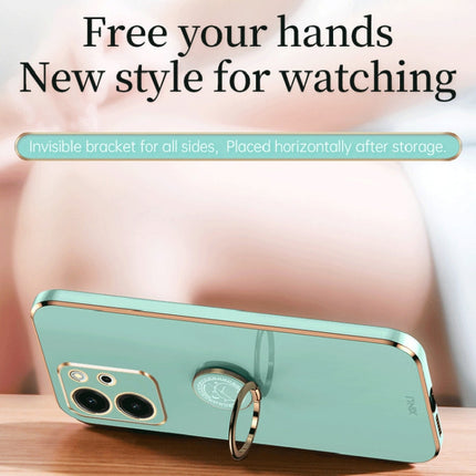 XINLI Straight Edge Electroplate TPU Phone Case with Ring, For Honor 80 SE 5G