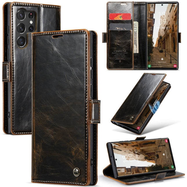 CaseMe 003 Crazy Horse Texture Leather Phone Case, For Samsung Galaxy S23 Ultra 5G