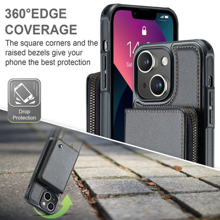 JEEHOOD C22 Series Zipper Wallet Leather Phone Case with Dual Lanyard