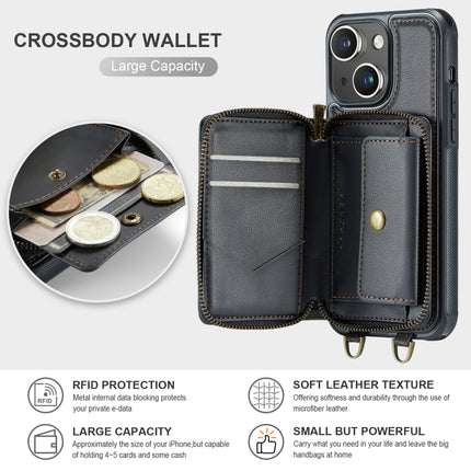 JEEHOOD C22 Series Zipper Wallet Leather Phone Case with Dual Lanyard