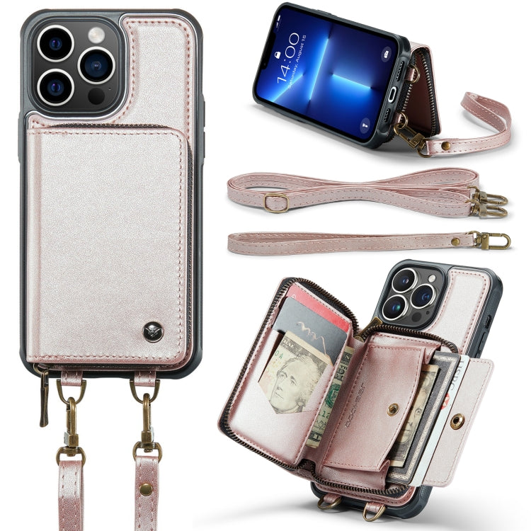 JEEHOOD C22 Series Zipper Wallet Leather Phone Case with Dual Lanyard, For iPhone 13, For iPhone 13 Pro, For iPhone 13 Pro Max, For iPhone 12, For iPhone 12 Pro Max