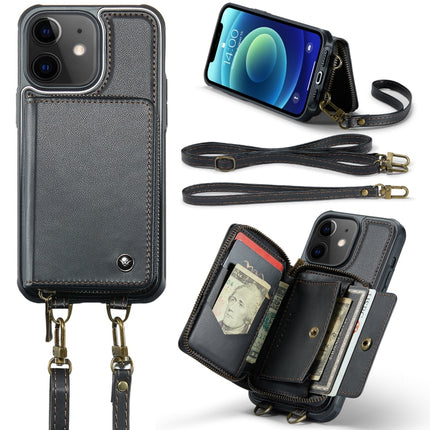 JEEHOOD C22 Series Zipper Wallet Leather Phone Case with Dual Lanyard