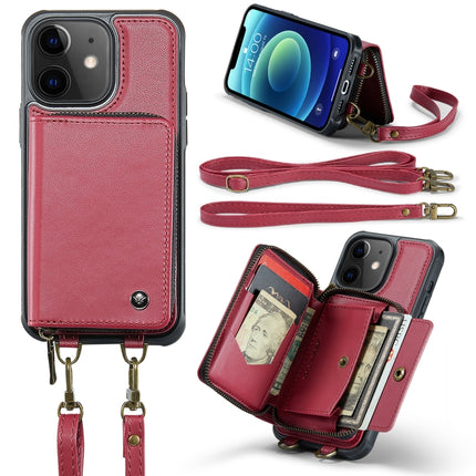 JEEHOOD C22 Series Zipper Wallet Leather Phone Case with Dual Lanyard