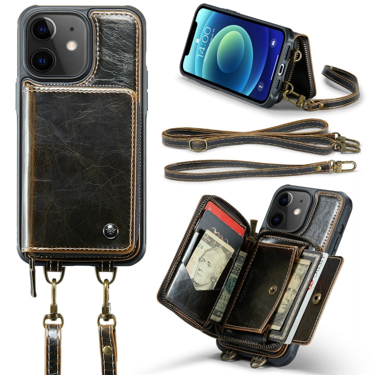 JEEHOOD C22 Series Zipper Wallet Leather Phone Case with Dual Lanyard, For iPhone 13, For iPhone 13 Pro, For iPhone 13 Pro Max, For iPhone 12, For iPhone 12 Pro Max