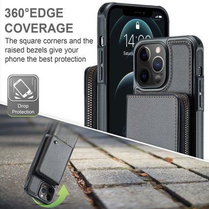 JEEHOOD C22 Series Zipper Wallet Leather Phone Case with Dual Lanyard