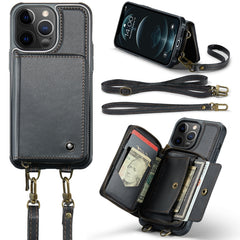 JEEHOOD C22 Series Zipper Wallet Leather Phone Case with Dual Lanyard, For iPhone 12 Pro Max, For iPhone 11, For iPhone 11 Pro, For iPhone 11 Pro Max