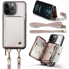 JEEHOOD C22 Series Zipper Wallet Leather Phone Case with Dual Lanyard, For iPhone 12 Pro Max, For iPhone 11, For iPhone 11 Pro, For iPhone 11 Pro Max