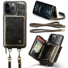 JEEHOOD C22 Series Zipper Wallet Leather Phone Case with Dual Lanyard, For iPhone 12 Pro Max, For iPhone 11, For iPhone 11 Pro, For iPhone 11 Pro Max