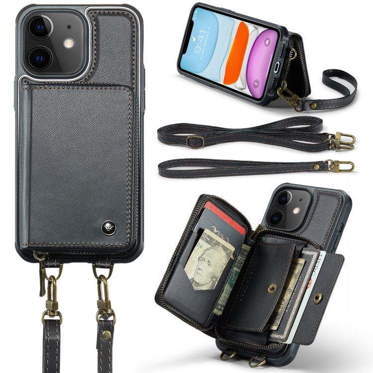 JEEHOOD C22 Series Zipper Wallet Leather Phone Case with Dual Lanyard, For iPhone 11, For iPhone 11 Pro, For iPhone 11 Pro Max