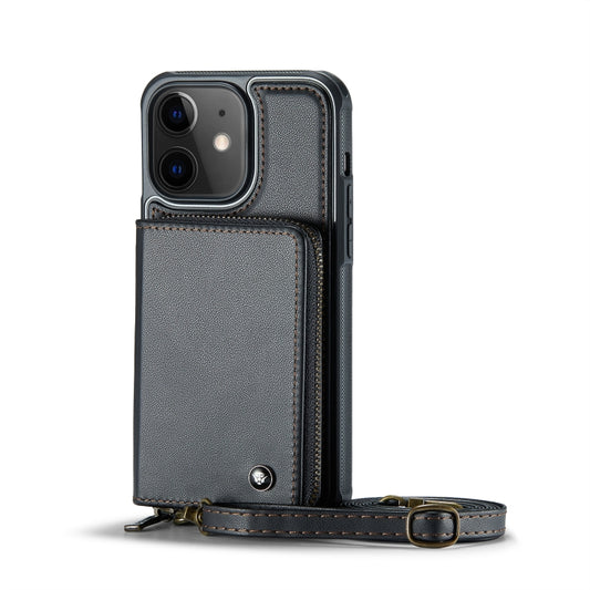 JEEHOOD C22 Series Zipper Wallet Leather Phone Case with Dual Lanyard, For iPhone 11, For iPhone 11 Pro, For iPhone 11 Pro Max