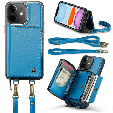 JEEHOOD C22 Series Zipper Wallet Leather Phone Case with Dual Lanyard