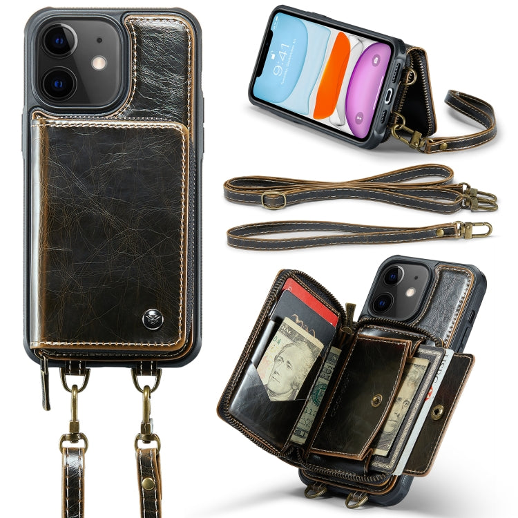 JEEHOOD C22 Series Zipper Wallet Leather Phone Case with Dual Lanyard, For iPhone 11, For iPhone 11 Pro, For iPhone 11 Pro Max