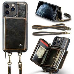 JEEHOOD C22 Series Zipper Wallet Leather Phone Case with Dual Lanyard, For iPhone 12 Pro Max, For iPhone 11, For iPhone 11 Pro, For iPhone 11 Pro Max