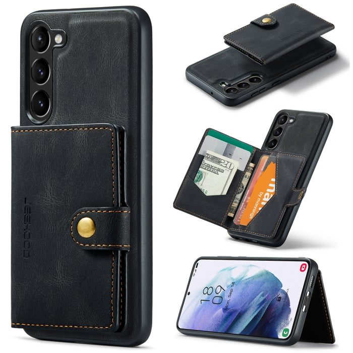 JEEHOOD Retro Magnetic Detachable Wallet Phone Case, For Samsung Galaxy S23 5G, For Samsung Galaxy S23+ 5G, For Samsung Galaxy S23 Ultra 5G