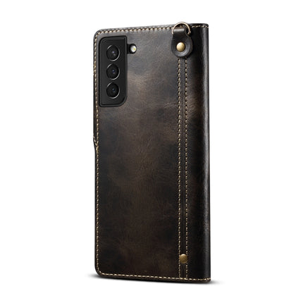 Denior Oil Wax Cowhide Magnetic Button Leather Phone Case, For Samsung Galaxy S23 5G, For Samsung Galaxy S23+ 5G, For Samsung Galaxy S23 Ultra 5G