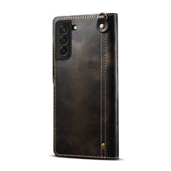 Denior Oil Wax Cowhide Magnetic Button Leather Phone Case, For Samsung Galaxy S23 5G, For Samsung Galaxy S23+ 5G, For Samsung Galaxy S23 Ultra 5G