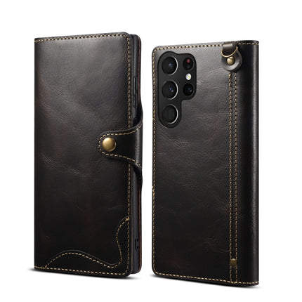 Denior Oil Wax Cowhide Magnetic Button Leather Phone Case, For Samsung Galaxy S23 5G, For Samsung Galaxy S23+ 5G, For Samsung Galaxy S23 Ultra 5G