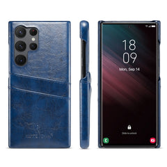 Fierre Shann Oil Wax Texture Leather Phone Case with Card Slots, For Samsung Galaxy S23 5G, For Samsung Galaxy S23+ 5G, For Samsung Galaxy S23 Ultra 5G
