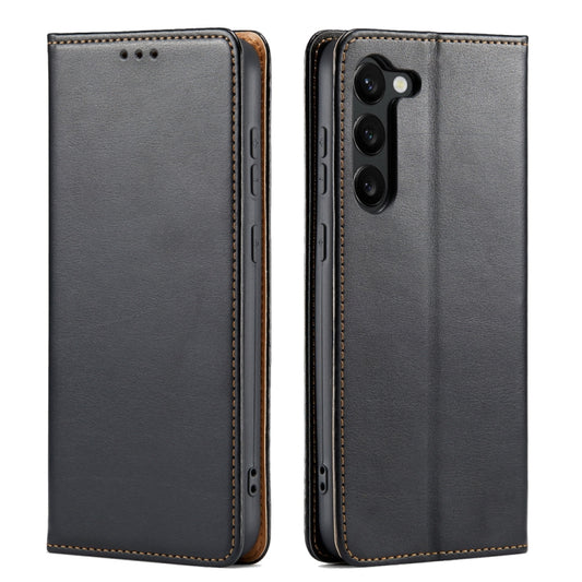 Fierre Shann PU Genuine Leather Texture Leather Phone Case, For Samsung Galaxy S23 5G