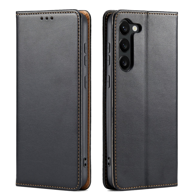 Fierre Shann PU Genuine Leather Texture Leather Phone Case, For Samsung Galaxy S23 5G
