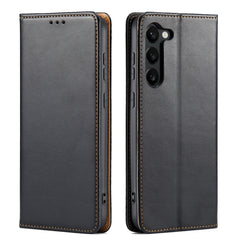 Fierre Shann PU Genuine Leather Texture Leather Phone Case, For Samsung Galaxy S23 5G