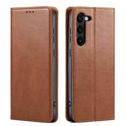 Fierre Shann PU Genuine Leather Texture Leather Phone Case, For Samsung Galaxy S23 5G