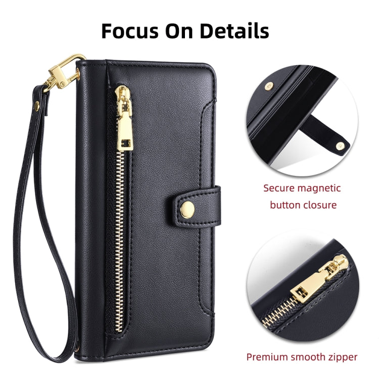 Sheep Texture Cross-body Zipper Wallet Leather Phone Case, For iPhone 14, For iPhone 14 Plus, For iPhone 14 Pro, For iPhone 14 Pro Max, For iPhone 13 mini