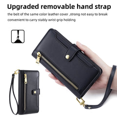 Sheep Texture Cross-body Zipper Wallet Leather Phone Case, For iPhone 14, For iPhone 14 Plus, For iPhone 14 Pro, For iPhone 14 Pro Max, For iPhone 13 mini