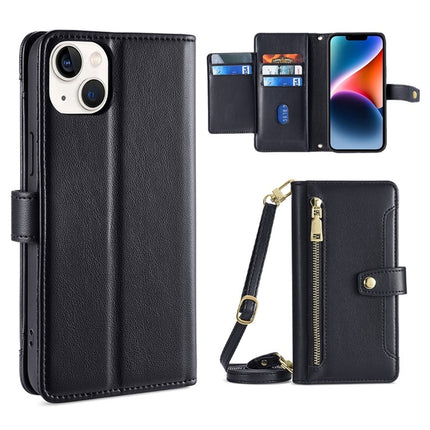 Sheep Texture Cross-body Zipper Wallet Leather Phone Case, For iPhone 14, For iPhone 14 Plus, For iPhone 14 Pro, For iPhone 14 Pro Max