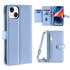 Sheep Texture Cross-body Zipper Wallet Leather Phone Case, For iPhone 14, For iPhone 14 Plus, For iPhone 14 Pro, For iPhone 14 Pro Max, For iPhone 13 mini