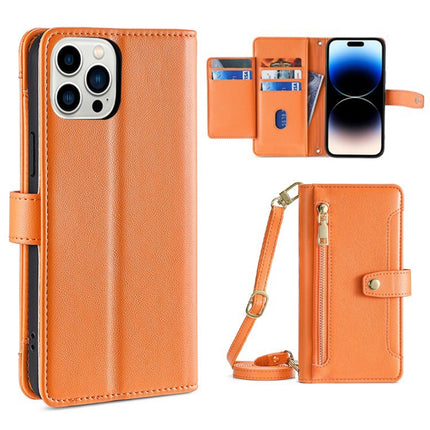 Sheep Texture Cross-body Zipper Wallet Leather Phone Case, For iPhone 14, For iPhone 14 Plus, For iPhone 14 Pro, For iPhone 14 Pro Max