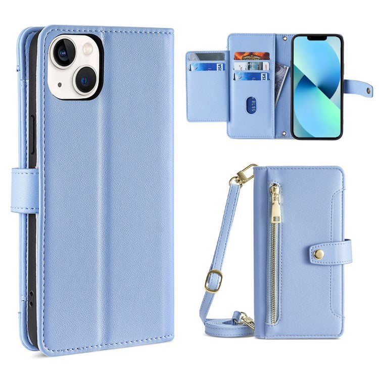 Sheep Texture Cross-body Zipper Wallet Leather Phone Case, For iPhone 14, For iPhone 14 Plus, For iPhone 14 Pro, For iPhone 14 Pro Max, For iPhone 13 mini